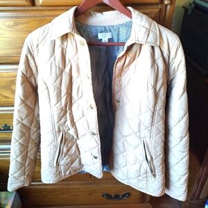 Women's Crown and Ivy Petite Small Quilted Tan Jacket